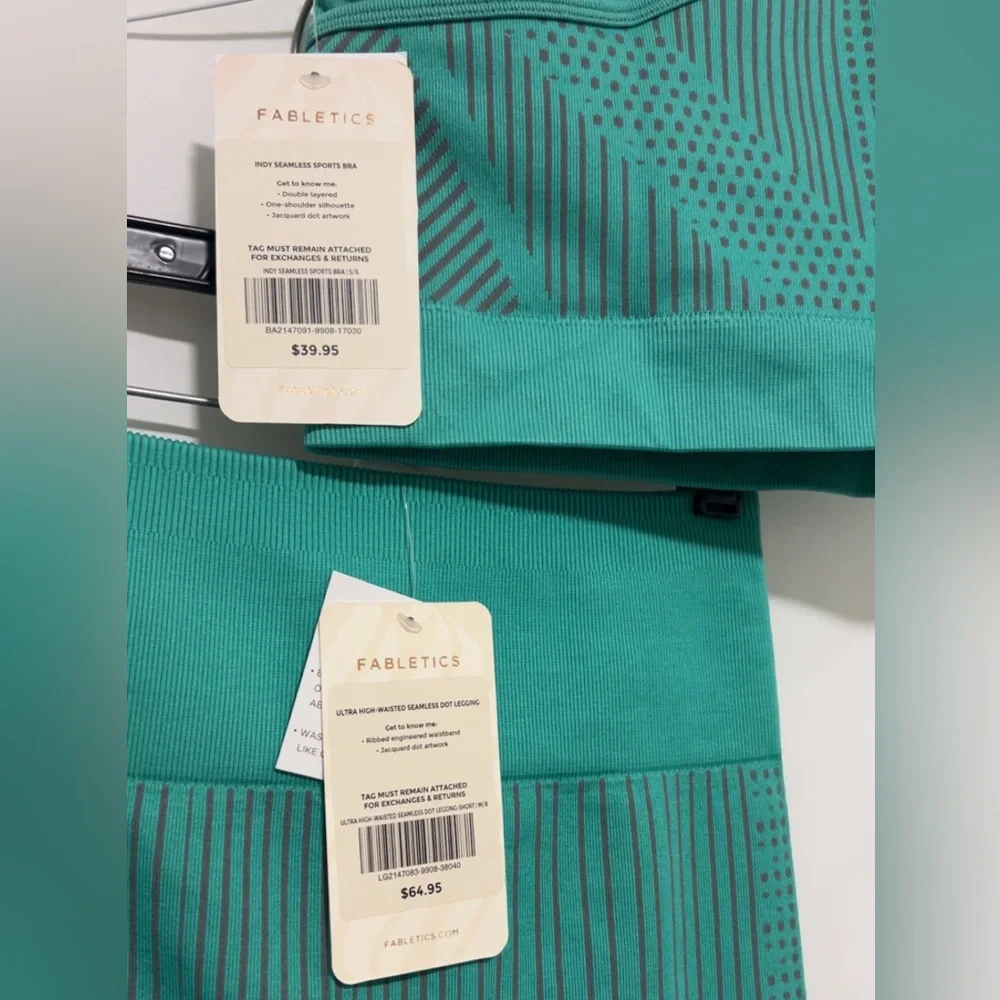 Fabletics Teal MEDIUM Leggings and SMALL Top Set - Picture 10 of 13